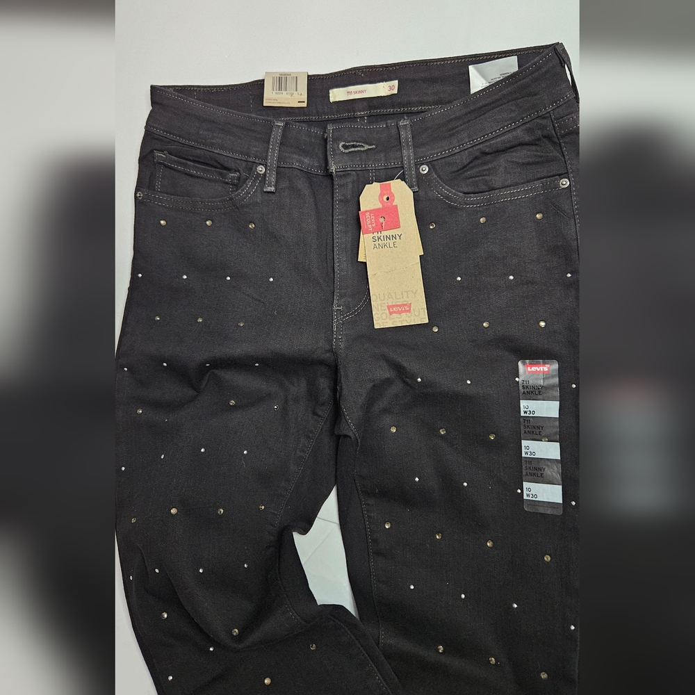 Levi's 711 Skinny Ankle Embellished Jeans with Rhinestones